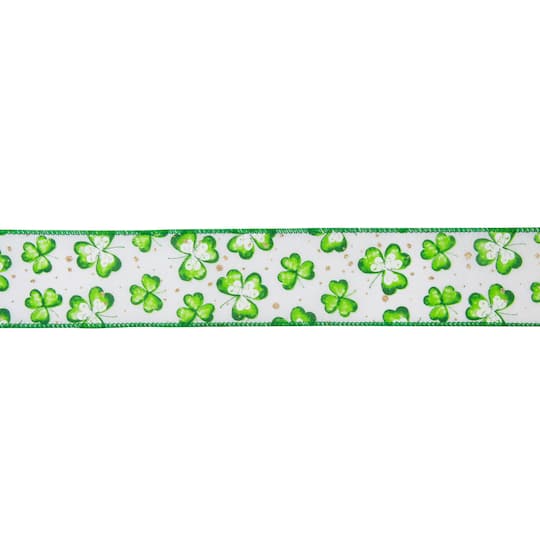 2.5" x 10yd. St. Patrick's Day Shamrock Wired Spring Craft Ribbon By Northlight | Michaels®